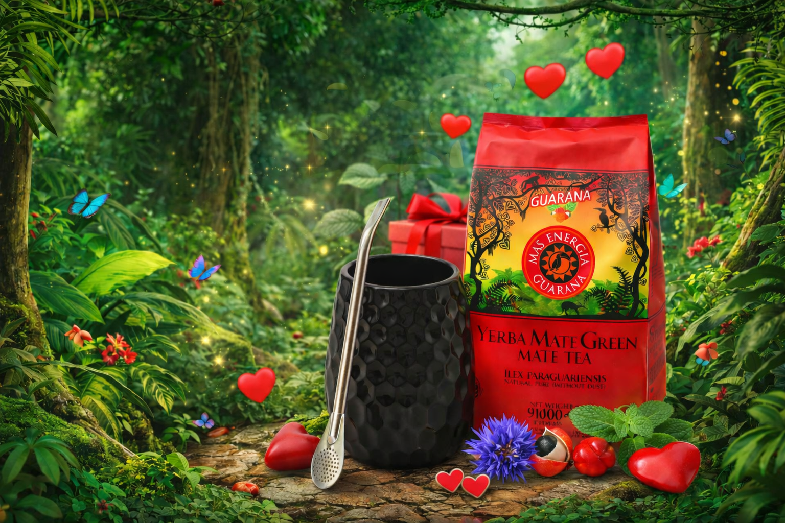 Zestaw Yerba Mate na Walentynki  Guarana 400g Matero Querida Bombilla walentynki1_1