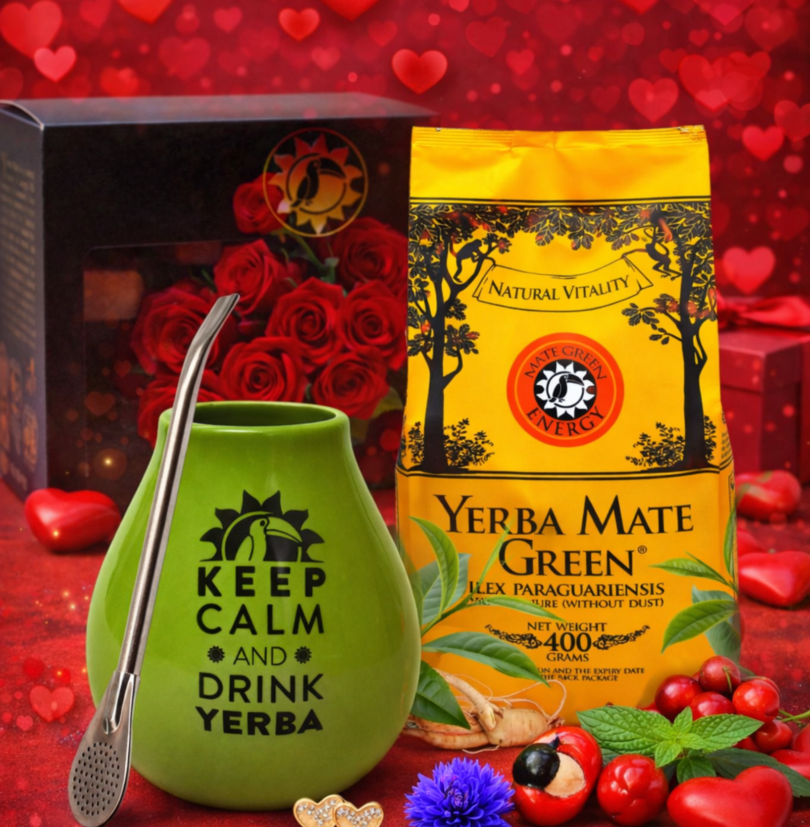 Zestaw Yerba Mate Green Energy w pudełku bombilla walentynkowy_7