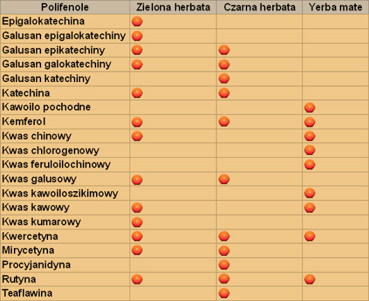 Polifenole w zielonej i czarnej herbacie oraz yerba mate