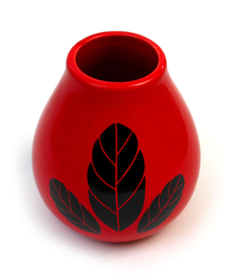 Tykwa ceramiczna Luka Hoja Red naczynie matero do yerba mate
