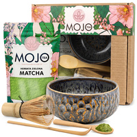 Zestaw Matcha MOJO TEA z bambusowymi akcesoriami  w pudełku prezentowym