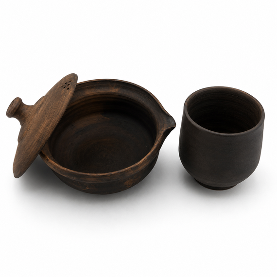 SHIBORIDASHI zestaw ceramiczny do herbat liściastych –  dzbanuszek i czarka handmade