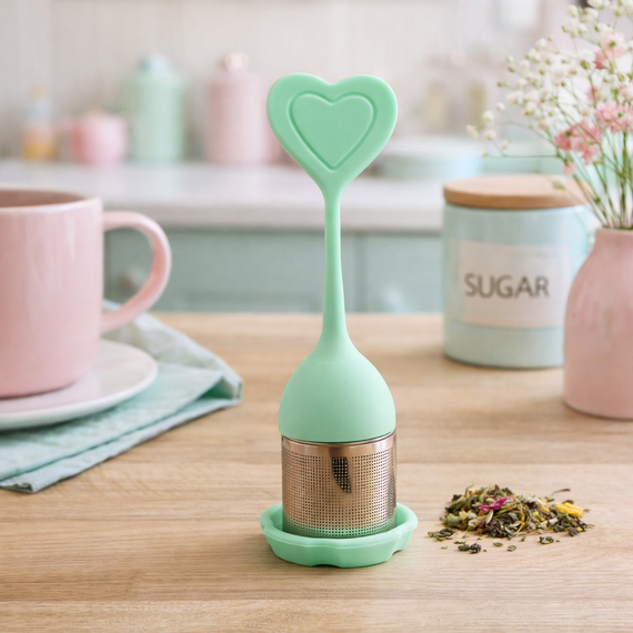 Zestaw Herbat Zielonych + Zaparzacz Serce |Imbir Lemon i Kaktusowo-Cytrynowa