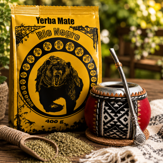 Yerba Mate Rio Negro 400g Tykwa Capybara Bombilla Santiago Zestaw