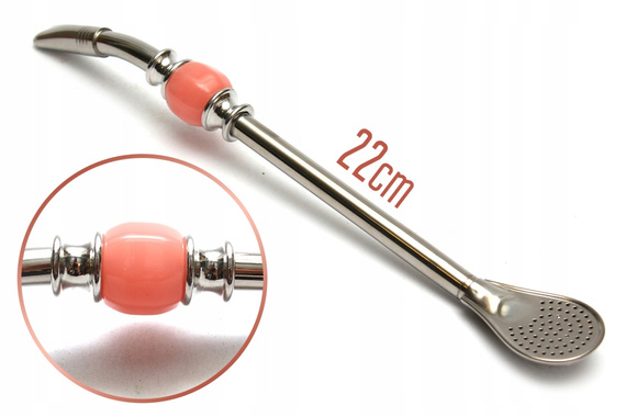 Bombilla LAGRIMA ROSADO ze szczoteczką (różowy kamień) - dł. 22 cm