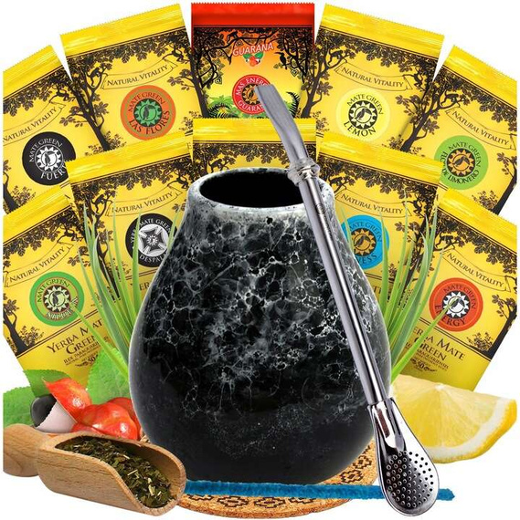 Zestaw NA PREZENT Świąteczny: Yerba Mate 10x50g Tykwa Bombilla + GRATIS MIX 10x50g YERBA MATE i PUDEŁKO!