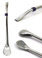 Bombilla LIZA nierdzewna z pierścieniem Purple – dł. 19 cm