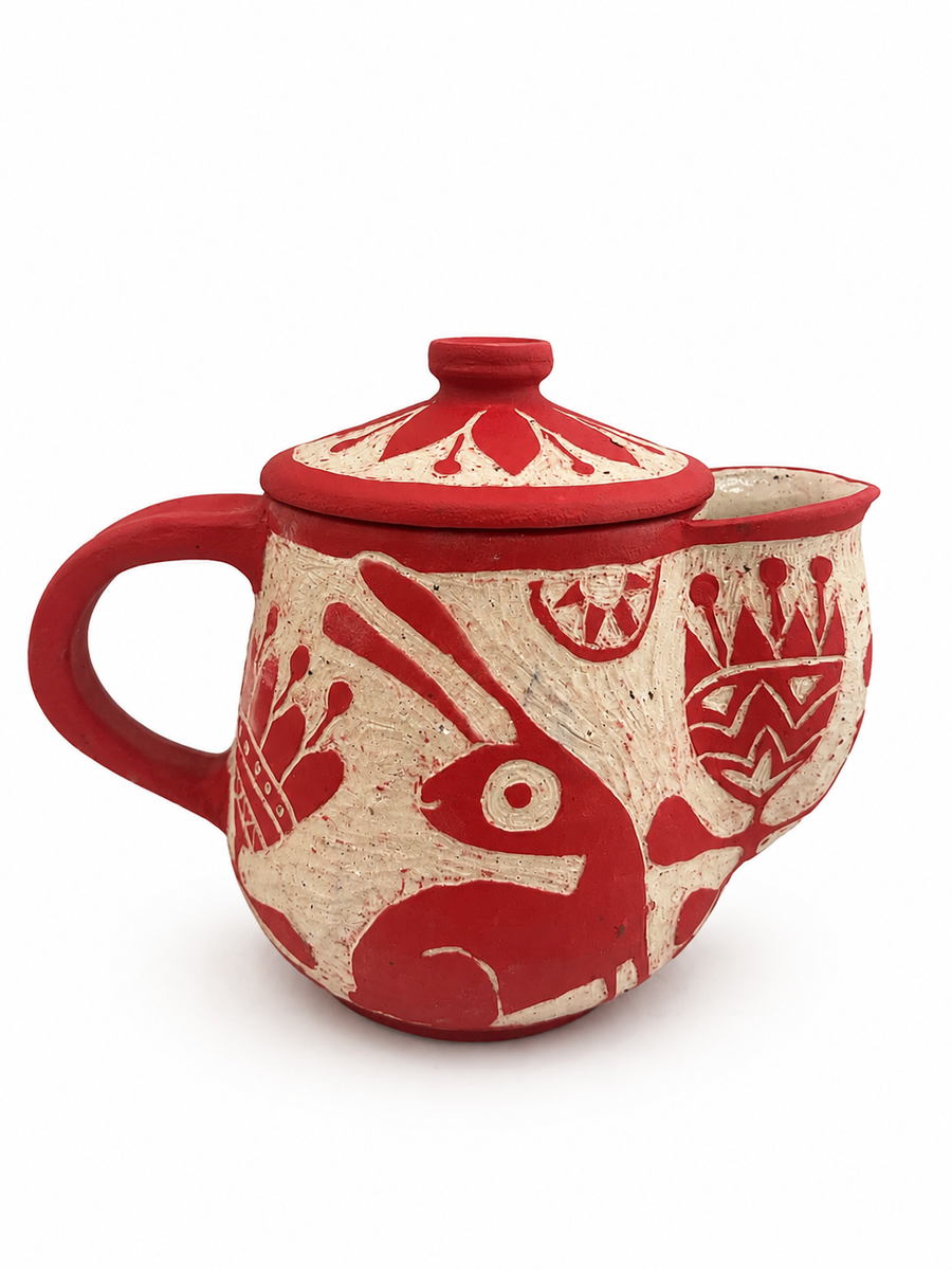 Dekoracyjny Ceramiczny Czajniczek z Króliczkami 350 ml, 0.2 kg