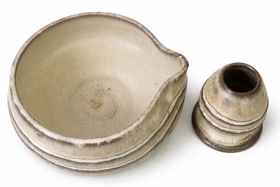 Ceramiczny zestaw do przygotowania herbaty Matcha - Miseczka i Podstawka pod Chasen 