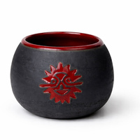 Naczynko do yerba mate RED SUN toczone na kole, ceramika handmade ~ 250 ml