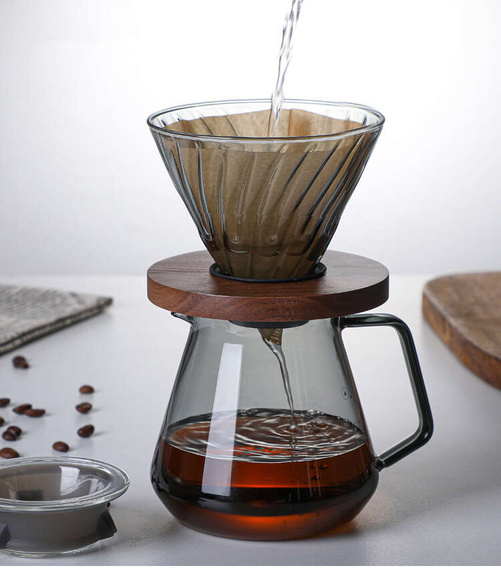 Zestaw do zaparzania kawy - szklany dzbanek + dripper