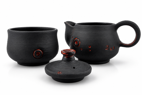 Miniaturowy ceramiczny zestaw do herbaty – ręcznie wykonany dzbanuszek i czarka 100 ml
