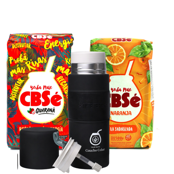 Zestaw Yerbomos Matero Bombilla Termos 3w1 Owocowa Yerba Mate CBSe 2x500g