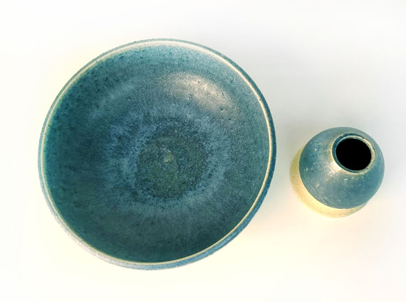 Zestaw Matcha Tea Set "Niebieski Kryształ" z ceramicznymi akcesoriami handmade w pudełku na prezent