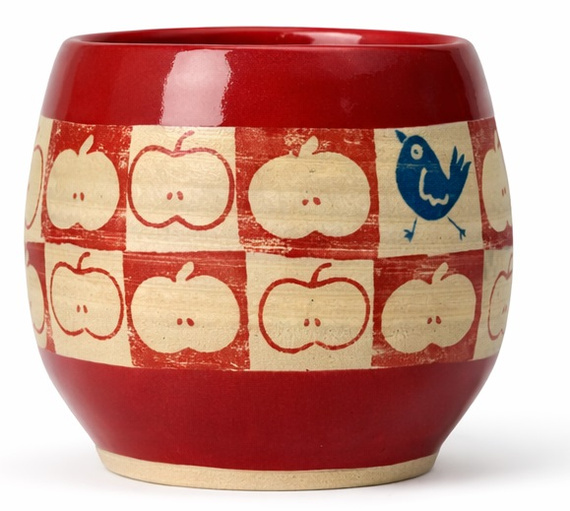 Ceramiczny kubek ręcznie robiony "Sad jabłkowy" 450ml