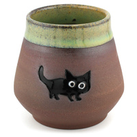 NIEWYPAŁ Matero ceramiczne toczone na kole Kocur 270-330 ml - wybrzuszenia/nierówności