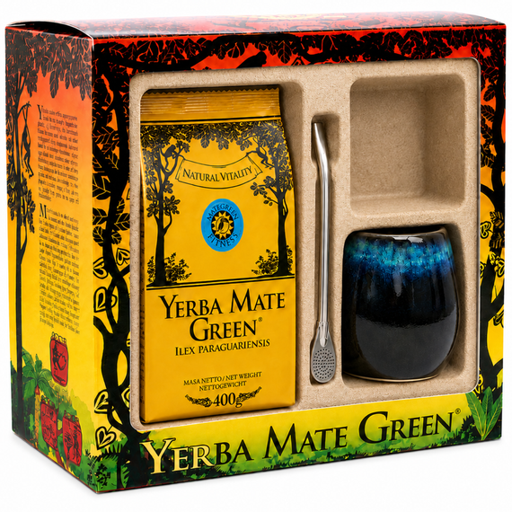 Zestaw Startowy Yerba Mate Zielona Mięta Orzeźwiająca Matero Bombilla 400g