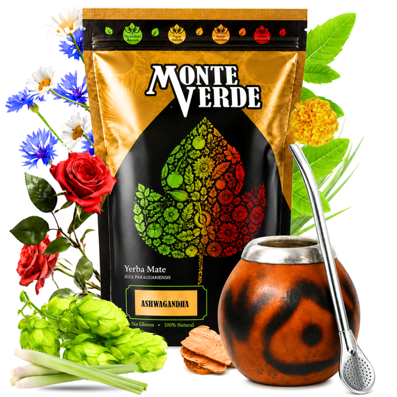Zestaw Yerba Mate Monte Verde ASHWAGANDHA 500g z tykwą