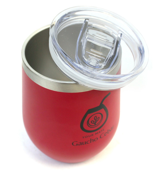 Termiczny kubek - matero do yerba mate Termolid Rojo z przykrywką od Gaucho Cebar 350 ml