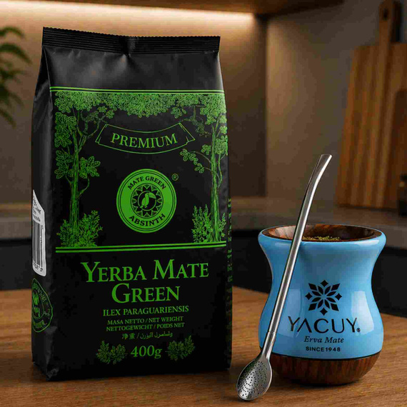 Zestaw Yerba mate Yacuy Cuia De Madeira Imbuia 200-220 ml z yerbą z piołunem