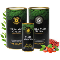 Zestaw Premium Yerba Mate Green Fuerte Despalada 2x300g + MateMatcha 30g 