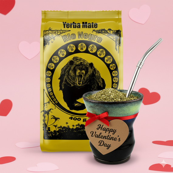 Walentynkowy Zestaw do Yerba Mate dla Niego z pięknym, ręcznie wykonanym Matero Cuia Shadow Tide!