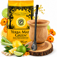 Zestaw Yerba Mate Green Lemon 400 g Matero Nandubay Bombilla Czarna 15,5 cm