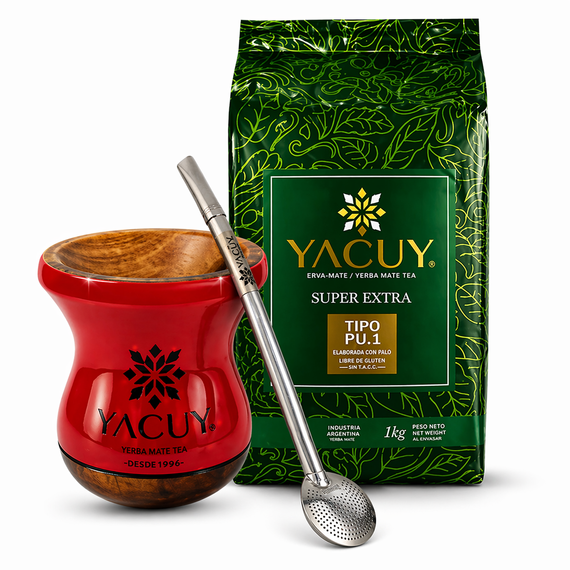 Zestaw Yerba mateYacuy Cuia De Madeira Imbuia 200-220 ml z urugwajską PU1