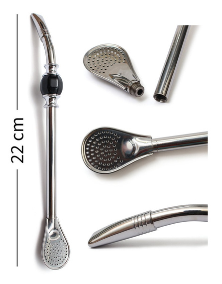 Bombilla LAGRIMA NEGRO ze szczoteczką (czarny kamień) dł. 22cm