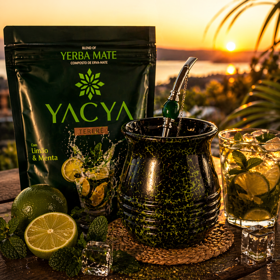Miętowy Zestaw Yerba Mate Yacuy Lemon Mint + Matero Roches + Bombilla