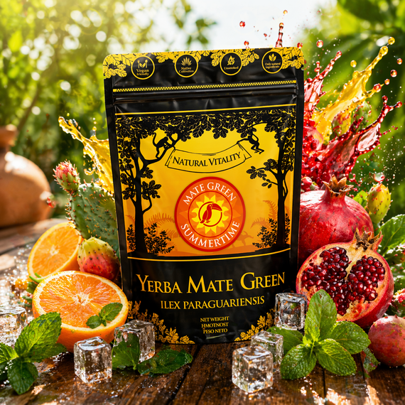 Zestaw Yerba Mate Green Summertime 500g + Matero Tykwa Ceramiczna Luka Hoja Orange + Bombilla Lagrima Negro