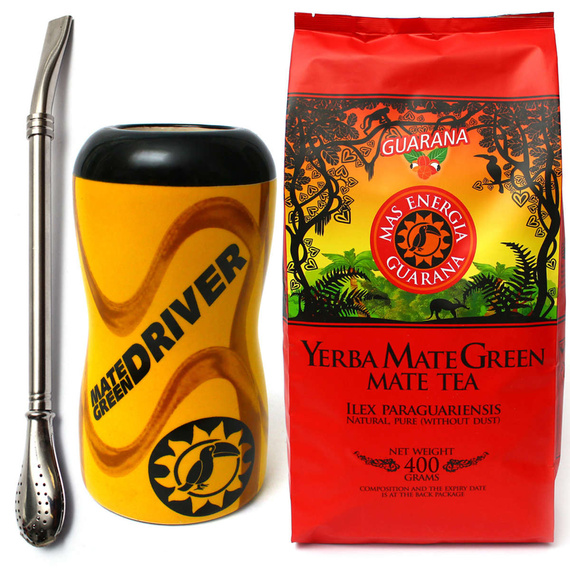 Yerba Mate Green Mas Energia Guarana 400g Naczynie Drive Bombilla