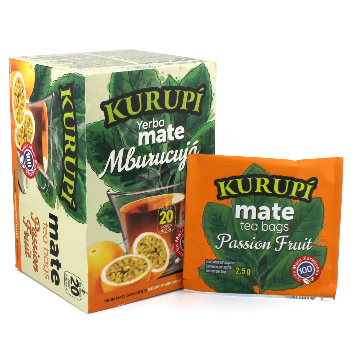 Yerba Mate Kurupi Cocido Passion Fruit - saszetki 20 x 2,5g, 0.07 kg