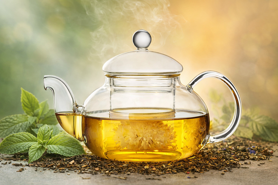 Szklany dzbanek z zaparzaczem do herbat, ziół, yerba mate 600 ml