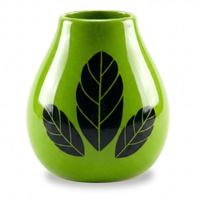 Matero tykwa ceramiczna do yerba mate Luka Hoja Green 350 ml