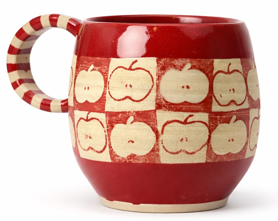 Ceramiczny kubek ręcznie robiony "Sad jabłkowy" 450ml