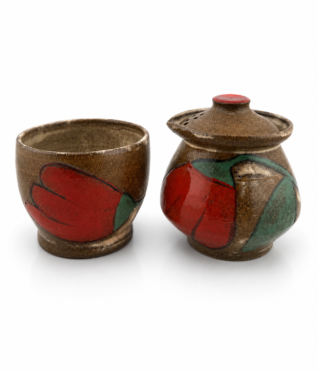 Miniaturowy ceramiczny zestaw do herbaty – ręcznie wykonany dzbanuszek i czarka 100 ml, 0.2 kg