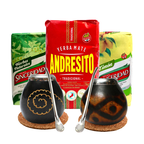 Zestaw Dwojga Yerba Mate Sinceridad 2x500g Andresito 1Kg Naturalne Tykwy 