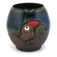 Matero ceramiczne toczone na kole ~400 ml - "Nocna Wrona"