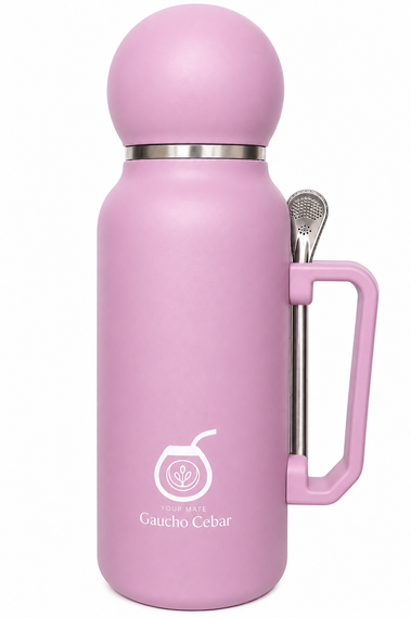Termos SET DE MATE PLUS Lila róż YERBA MATE 1,3 L + TYKWA + BOMBILLA