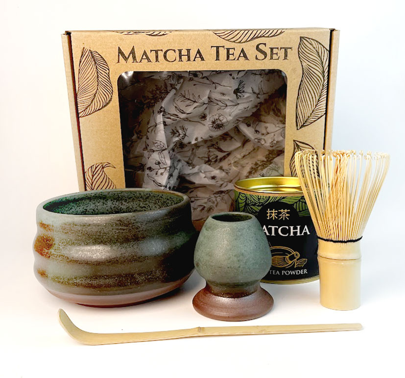 Zestaw Matcha Tea Set "TOFFIE Z MIĘTĄ" z ceramicznymi akcesoriami handmade w pudełku na prezent, 0.46 kg