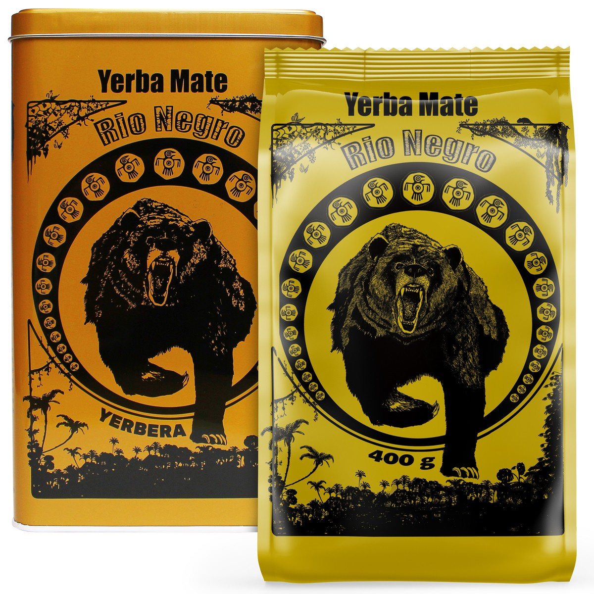 Zestaw Yerbera puszka na susz i Mocna Yerba Mate Rio Negro 400g, 1.1 kg