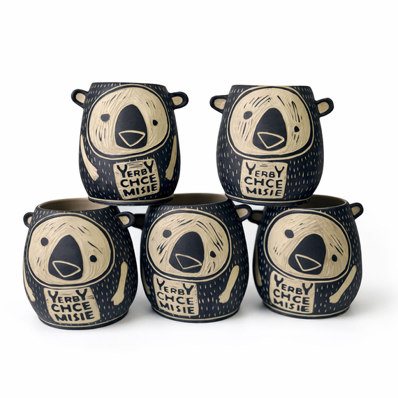 Kamionkowe matero "Yerby Chce Misie" 350 ml (toczone na kole garncarskim)