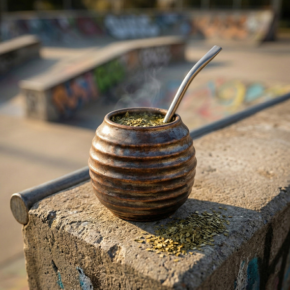 Zestaw Yerba Mate Green Cannabis Absinth 500g + Matero Tykwa Ceramiczna + Bombilla