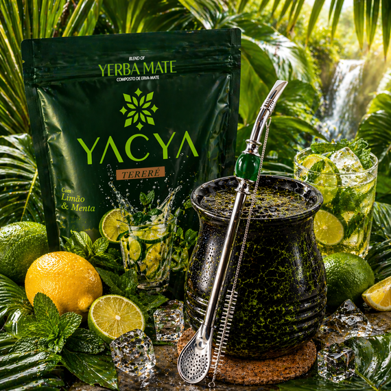 Miętowy Zestaw Yerba Mate Yacuy Lemon Mint + Matero Roches + Bombilla