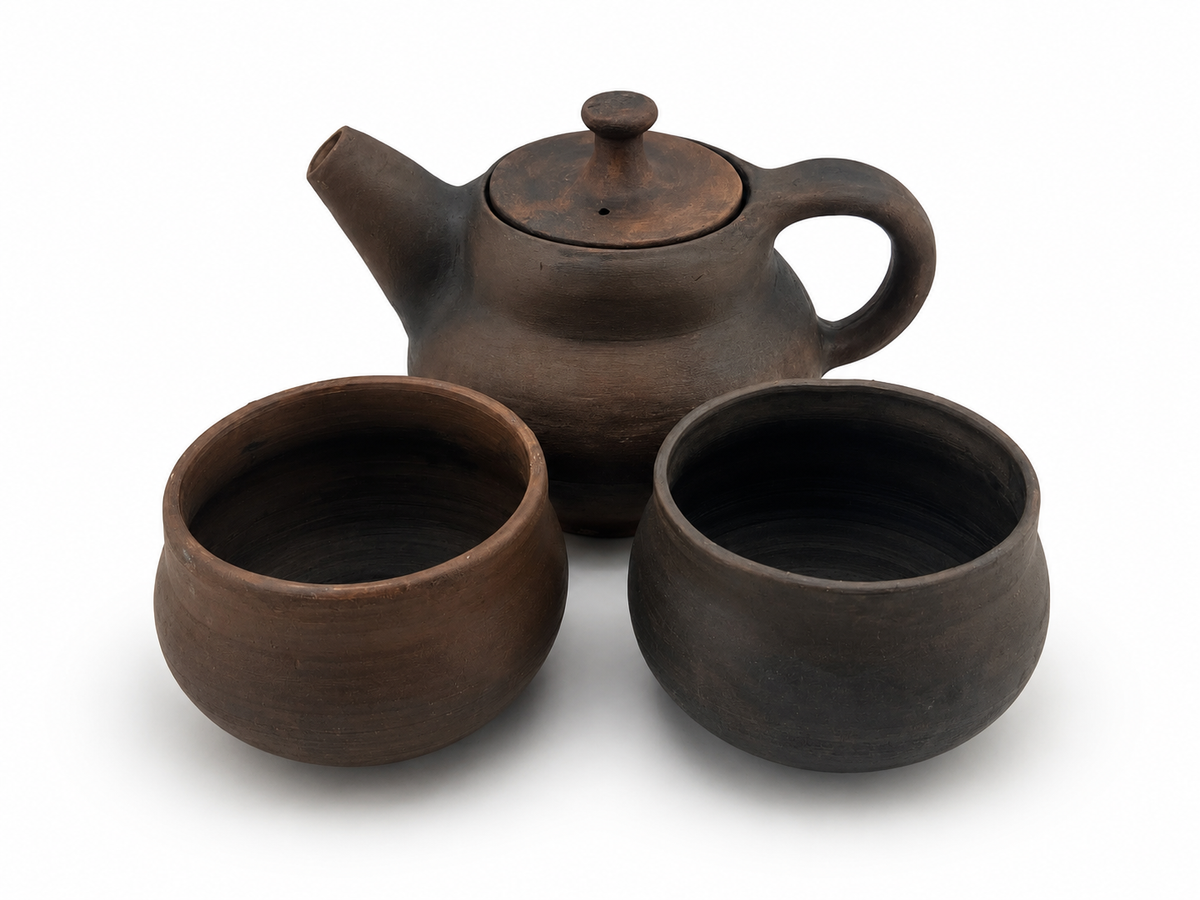 Tradycyjny zestaw ceramiczny do herbat liściastych - dzbanek oraz czarki, 0.2 kg