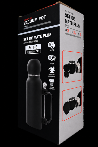 Termos SET DE MATE PLUS Black YERBA MATE 1,3 L + TYKWA + BOMBILLA