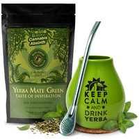 Zestaw Yerba Mate Green Cannabis Absinth 500g + Matero Tykwa Ceramiczna + Bombilla