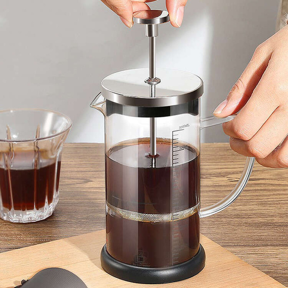 Szklany zaparzacz - dzbanek do herbat, ziół, yerba mate - FRENCH PRESS - 600ml