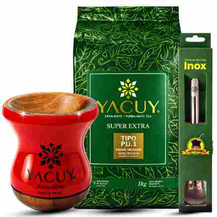 Zestaw Yerba mateYacuy Cuia De Madeira Imbuia 200-220 ml z urugwajską PU1, 1.74 kg